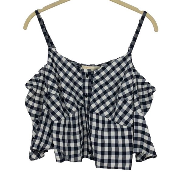Maje Lapri Gingham Cropped Off Shoulder Top in Checkered black + white size 1 SP - Picture 3 of 16
